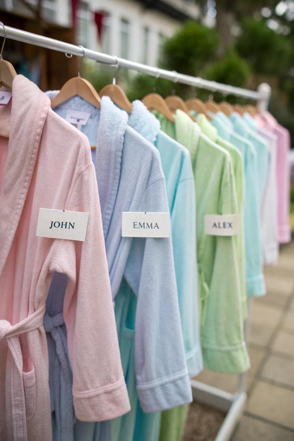 Personalized garments infuse a hint of opulence into the spa party experience.