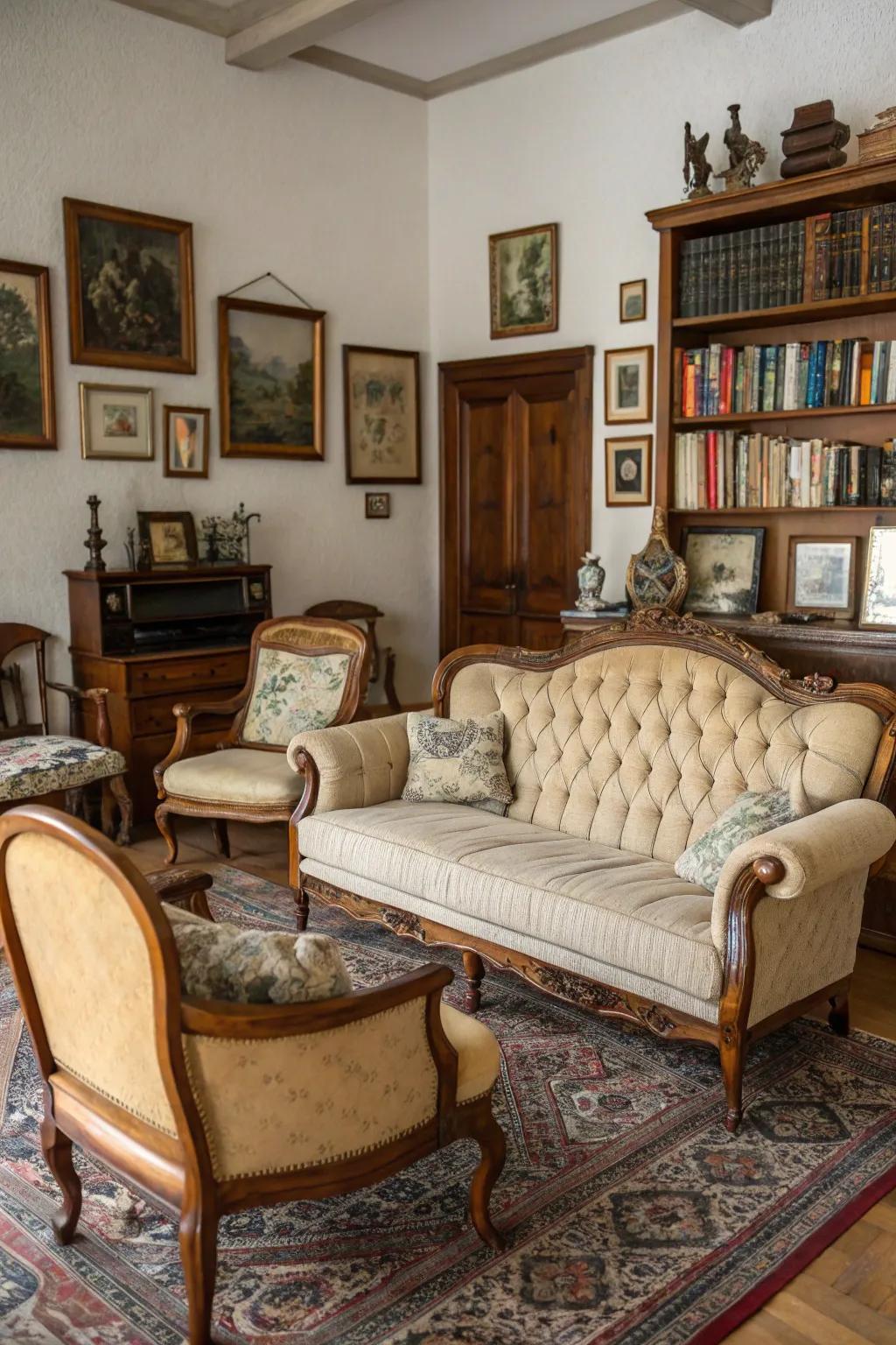 Historic furnishings infuse eternal refinement into a goth-inspired setting.