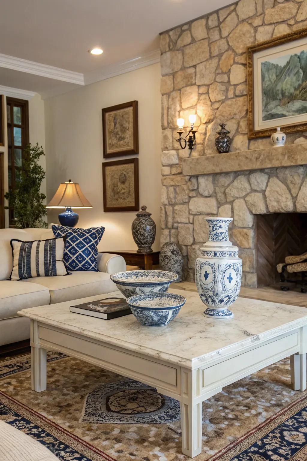 Unrefined rock accents impart a note of Hellenic refinement to your dwelling.