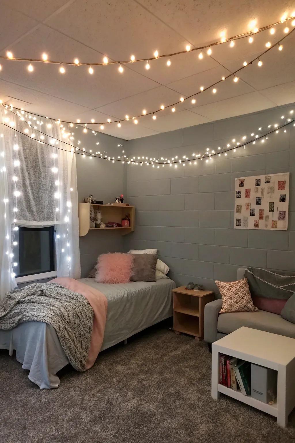 Illuminate your space with cozy string lights.