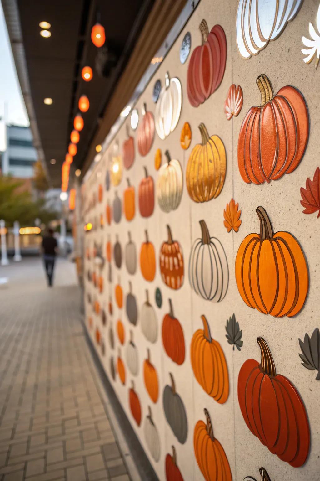 Pumpkin decals fashion a festive yet contemporary Halloween ambiance.