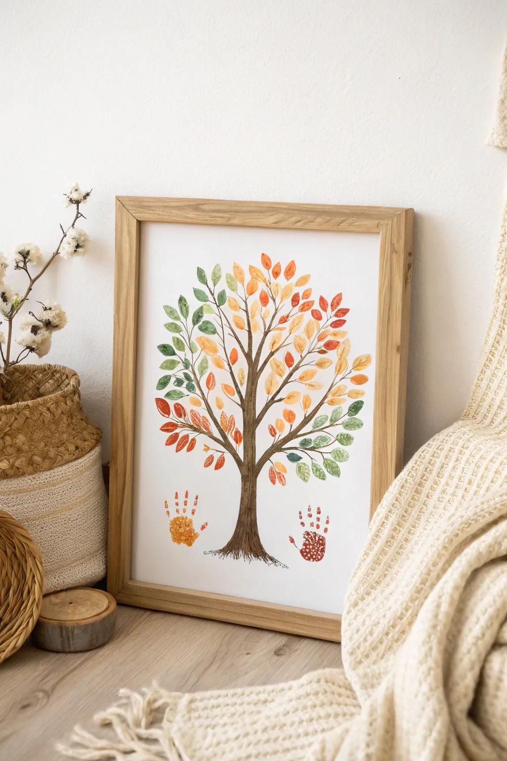 Celebrate the beauty of seasons with your little one’s touch - a handprint tree art that captures nature’s colorful journey.