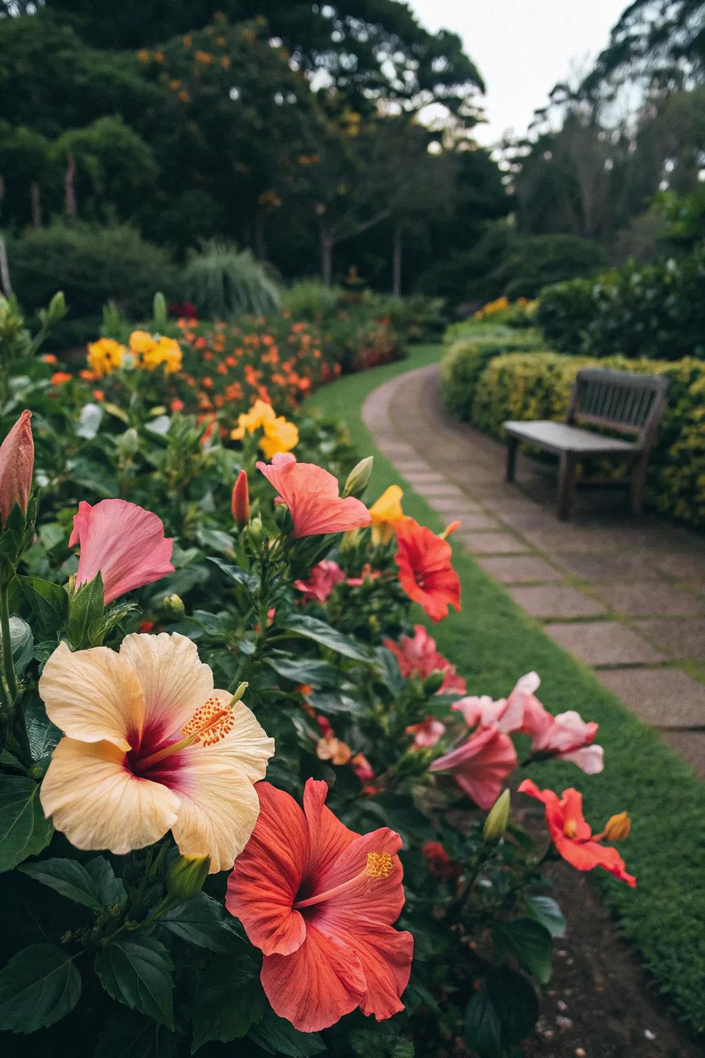 Radiant flowers breathe life into your Hawaiian-inspired terrain.