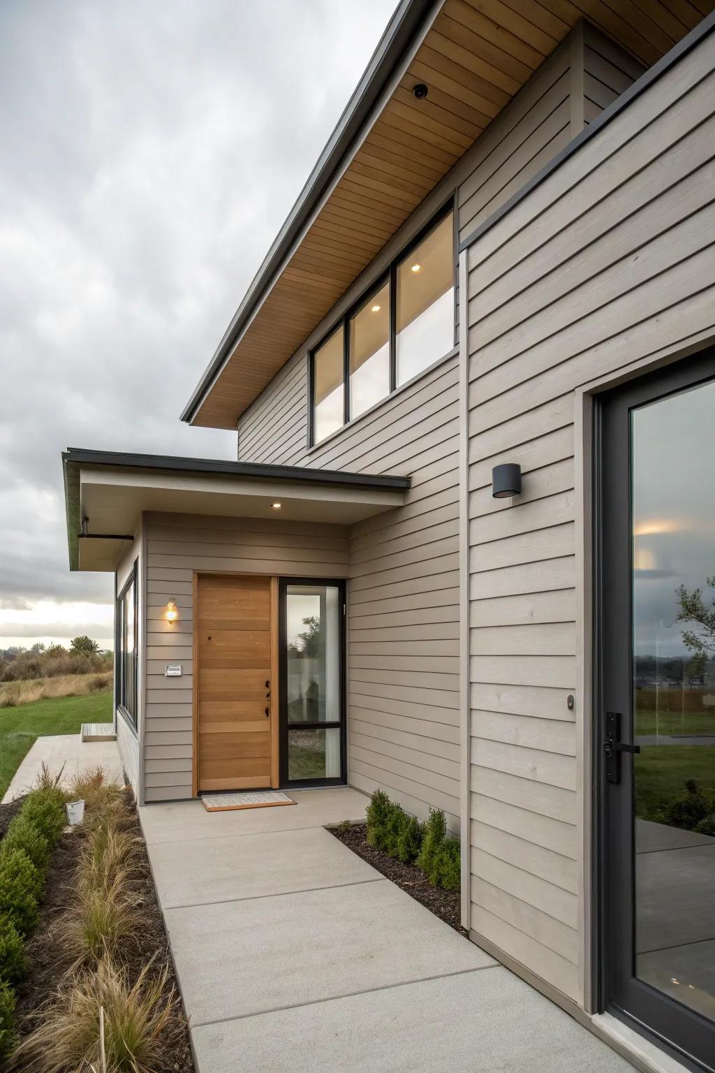 A concealed portal flawlessly aligned with the dwelling's cladding.