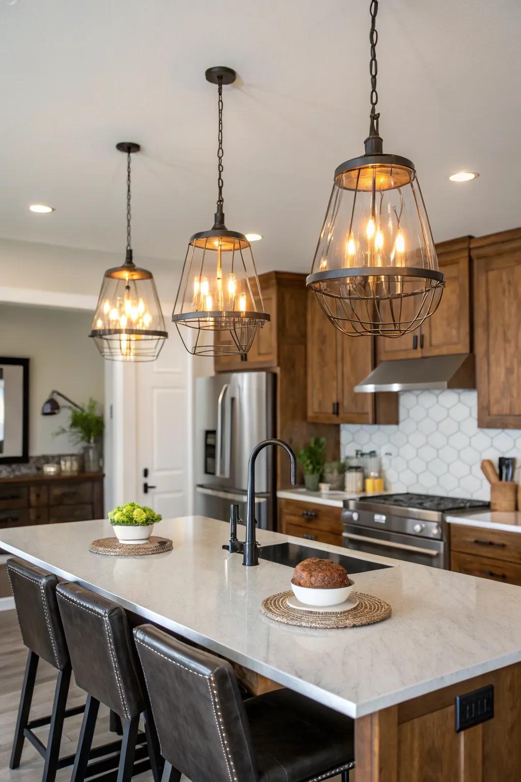 Unique light fittings contribute both functionality and an elegant flair.