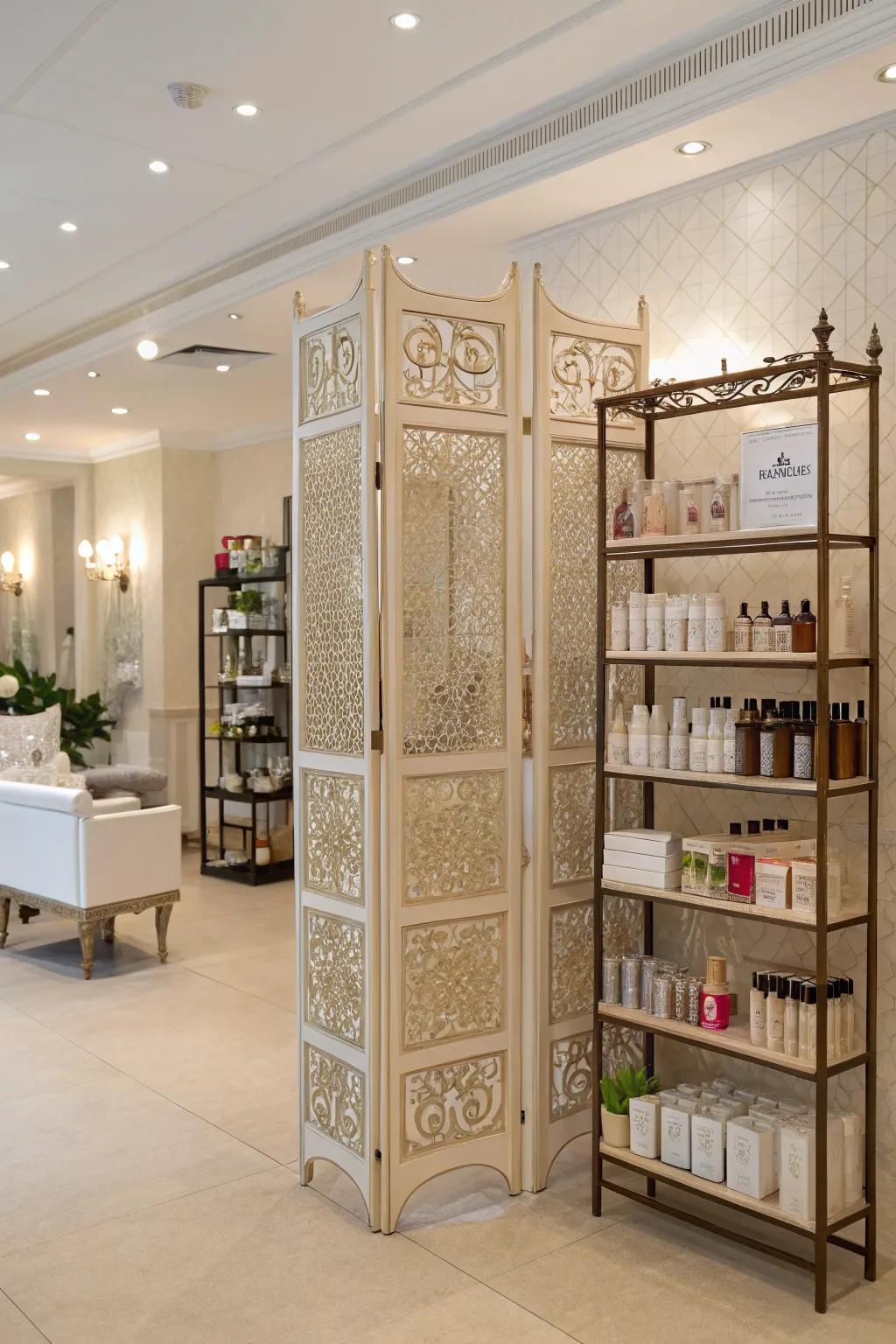 Room dividers can define your salon space with style and function.