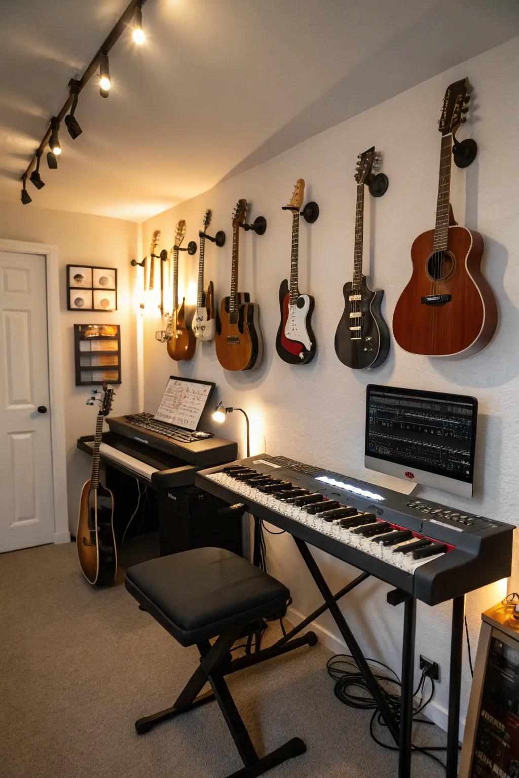 Use your instruments as a component of your studio design.