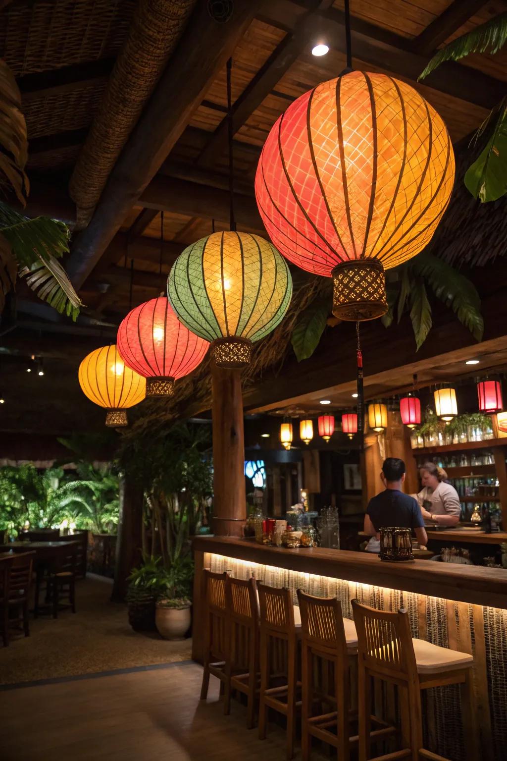 Infuse warmth and color through exotic lantern illumination.