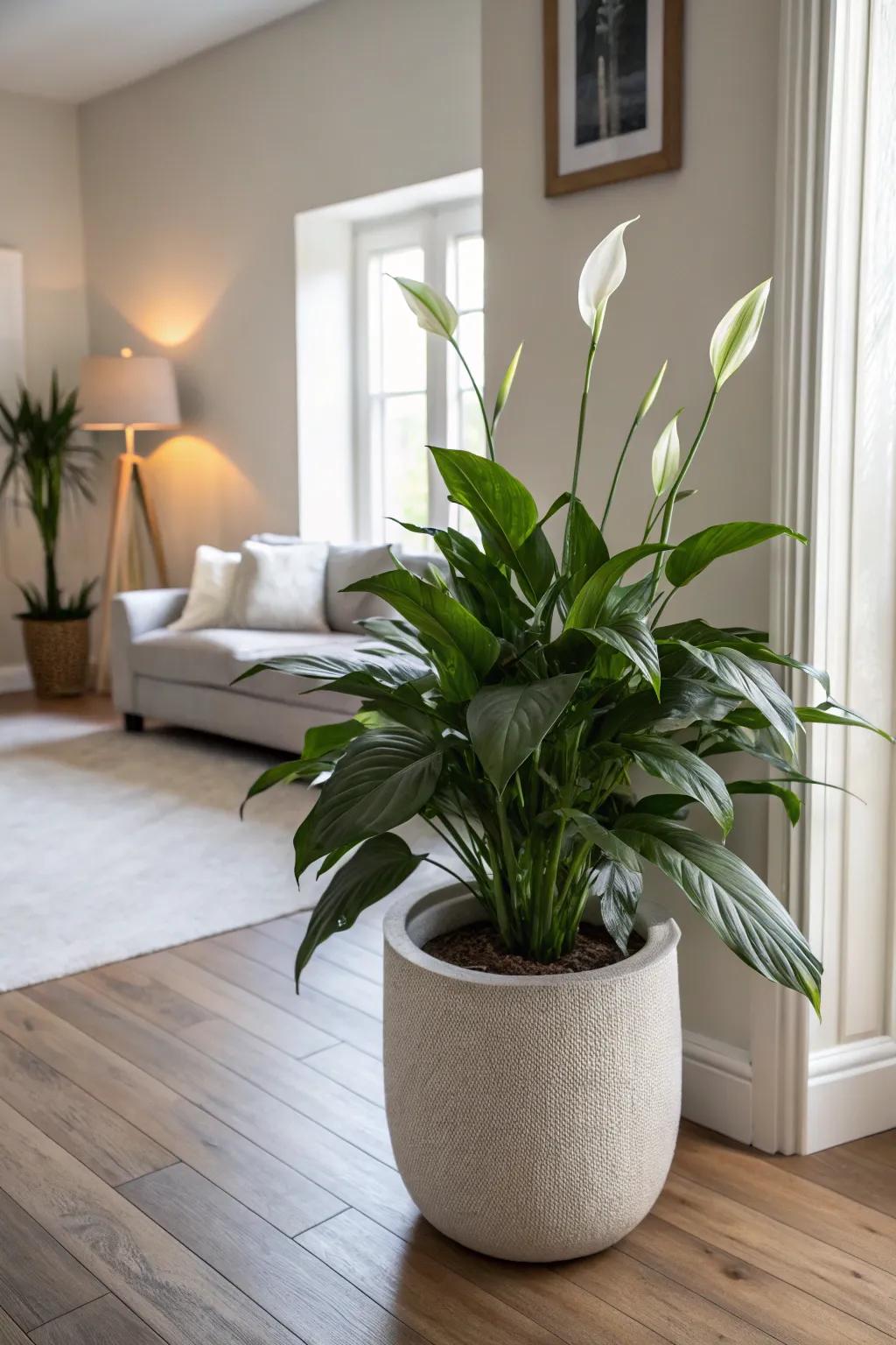 The refined presence of a Serenity Lily in a comforting living space.