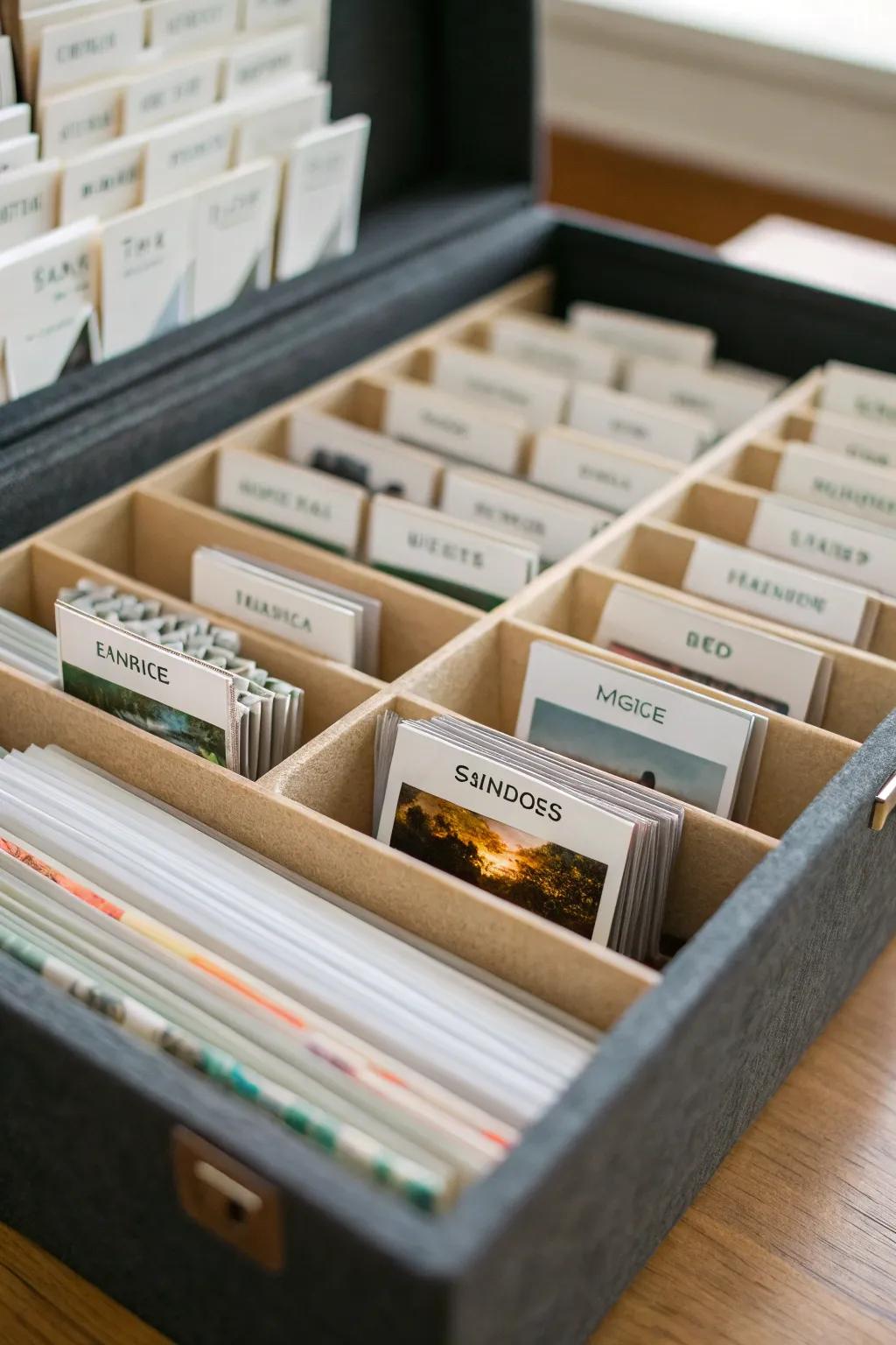Keep your memories in order using labeled dividers.