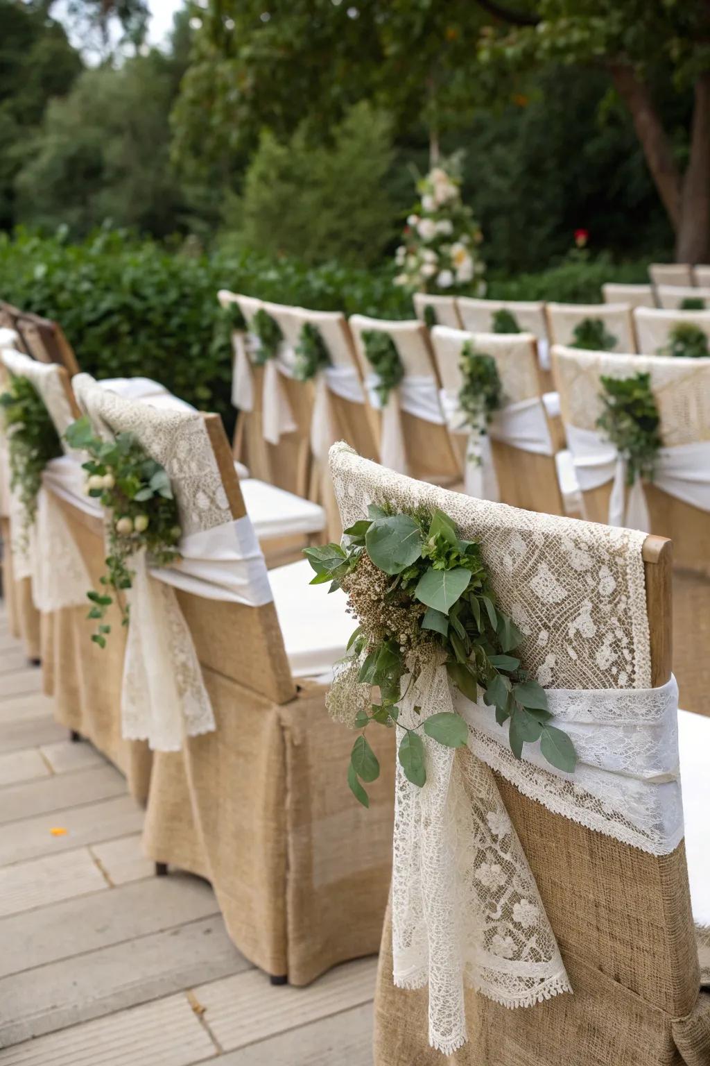 Countryside allure with hessian and frills highlights.
