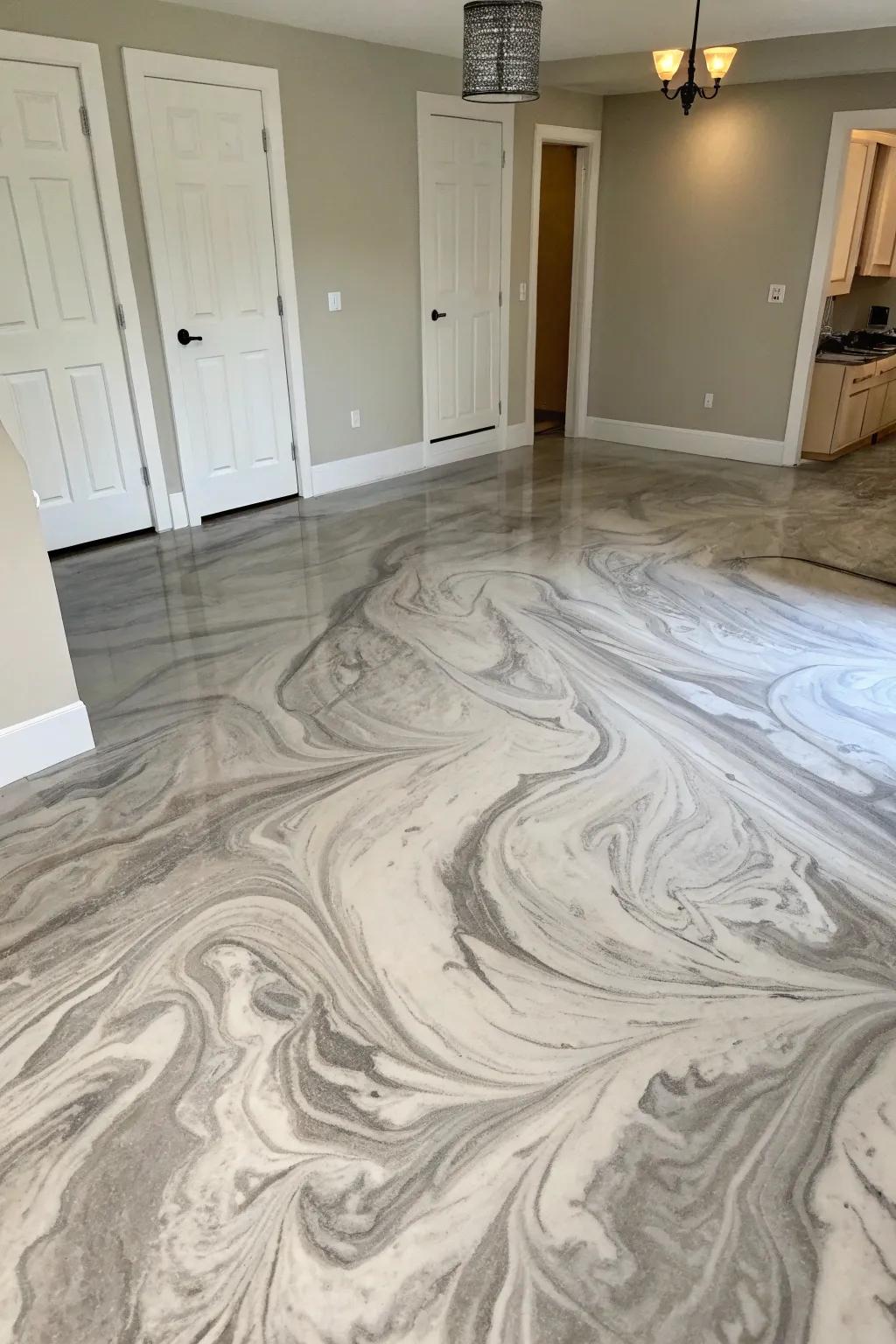 An exquisitely treated resin floor that embodies the cultivated essence of stone.