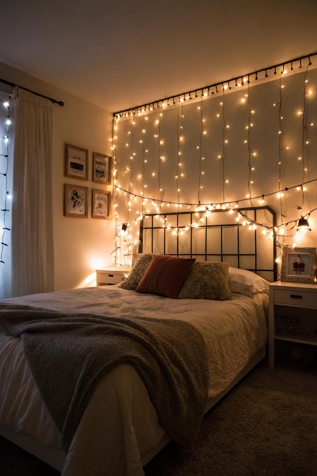 Design a loving, warm atmosphere in your boudoir using fairy lights.