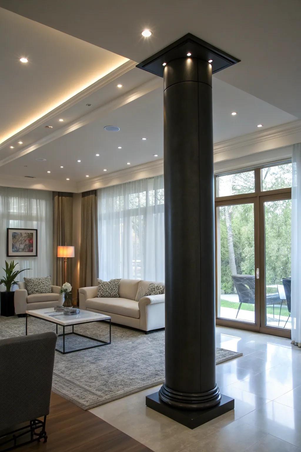 Lighting brings out the drama in columns.