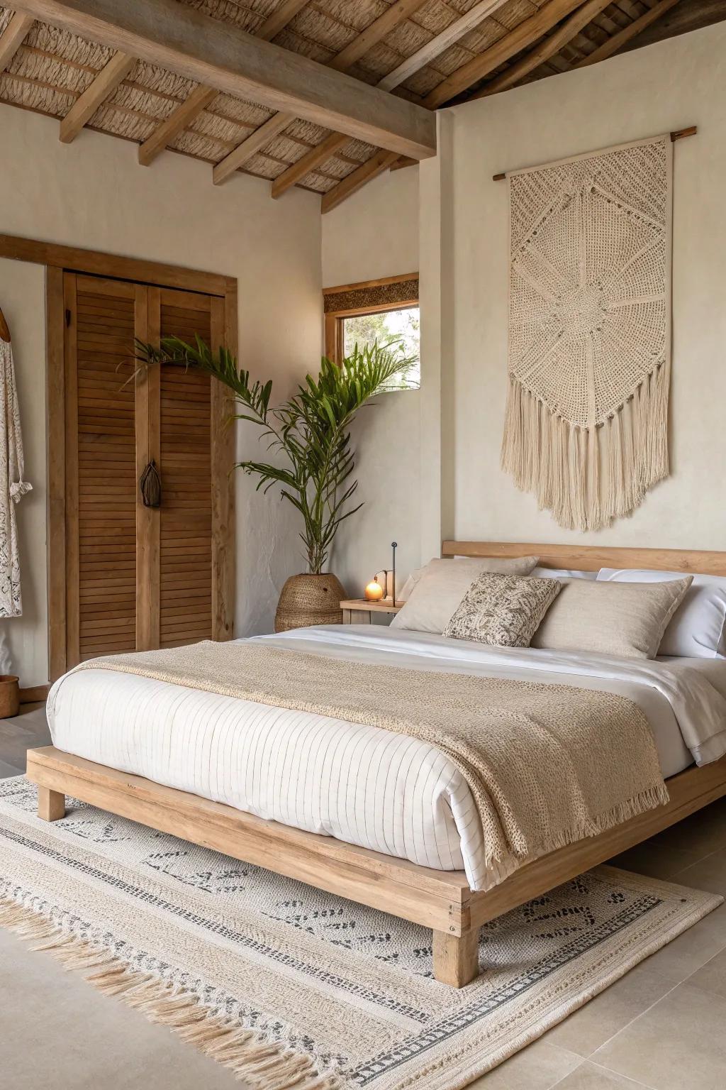 In this Japandi sanctuary, 'less is more' guides the design, with clean lines and simplicity creating a soothing atmosphere.