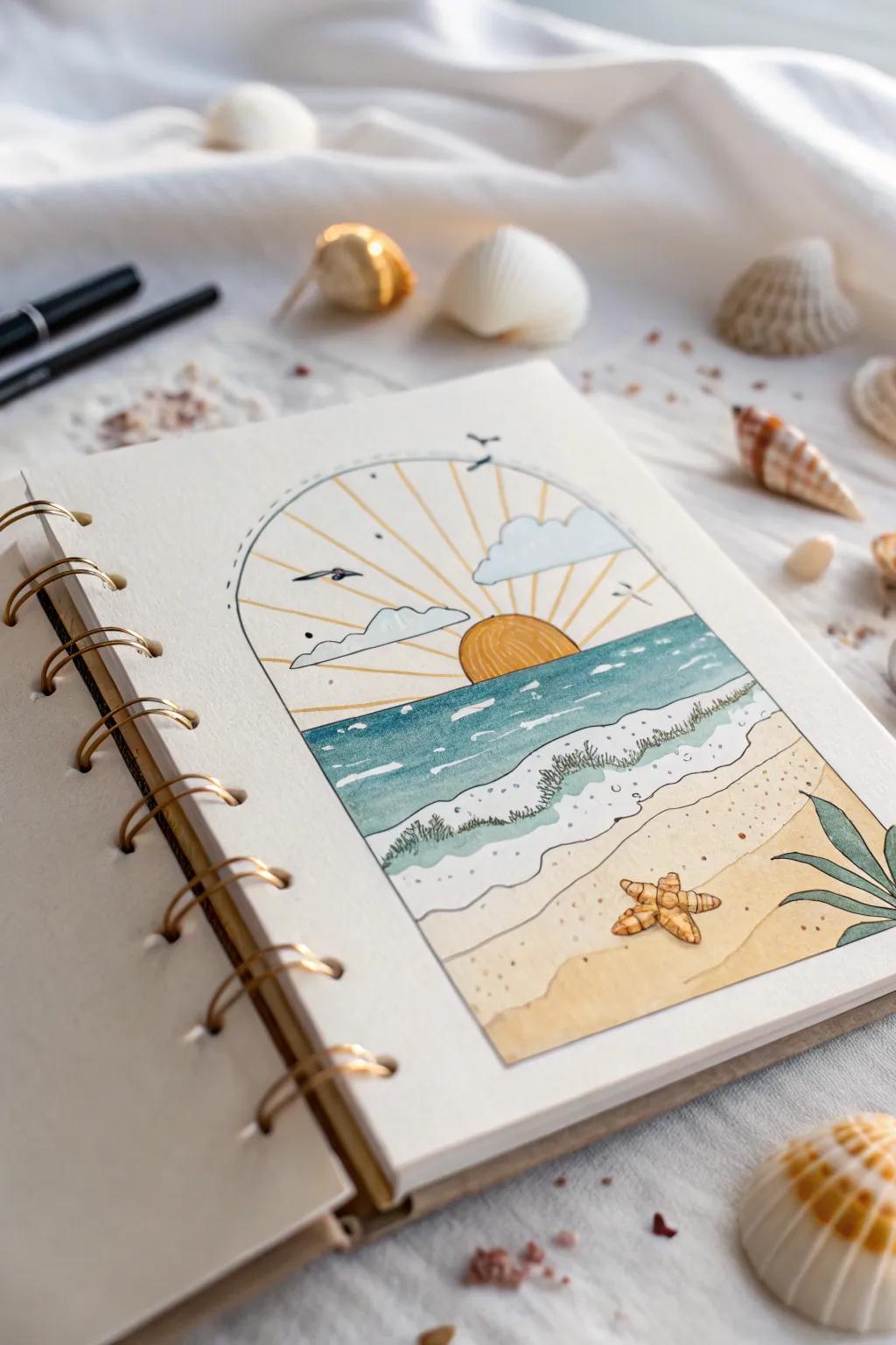 Incorporate serene beach atmospheres into your journal through this simple cover design.