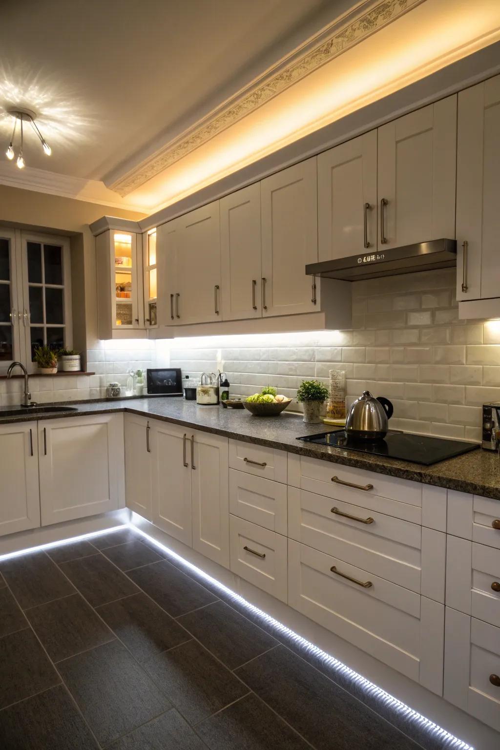 Elevate your countertops with the practicality and charm of under-cabinet lighting.
