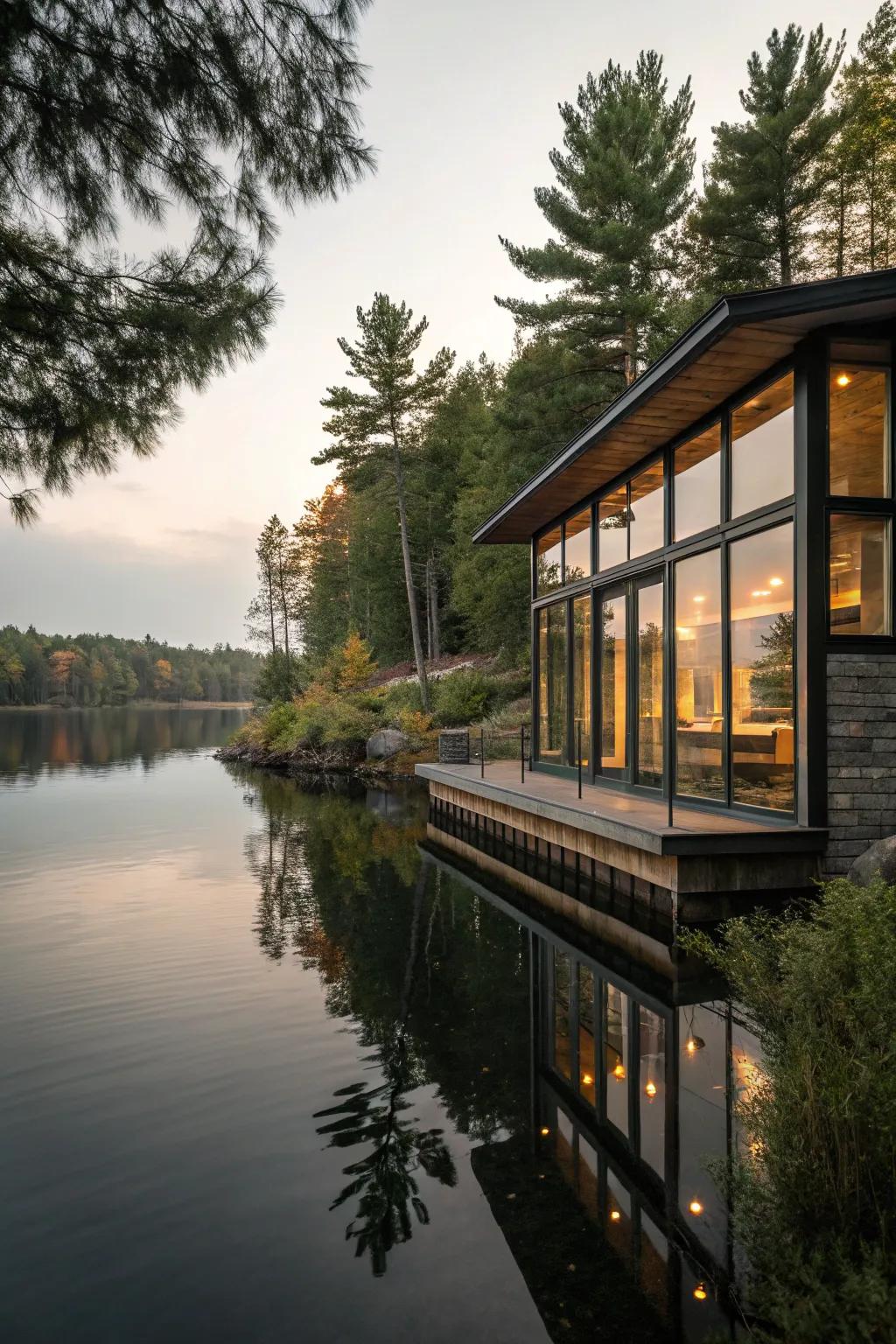 Full-height windows capturing the elegance of the surrounding setting.