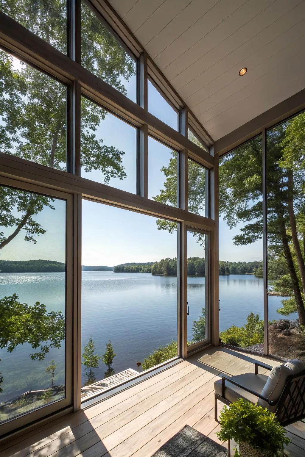 Sweeping panes offer heart-stirring panoramas and abundance of natural light.