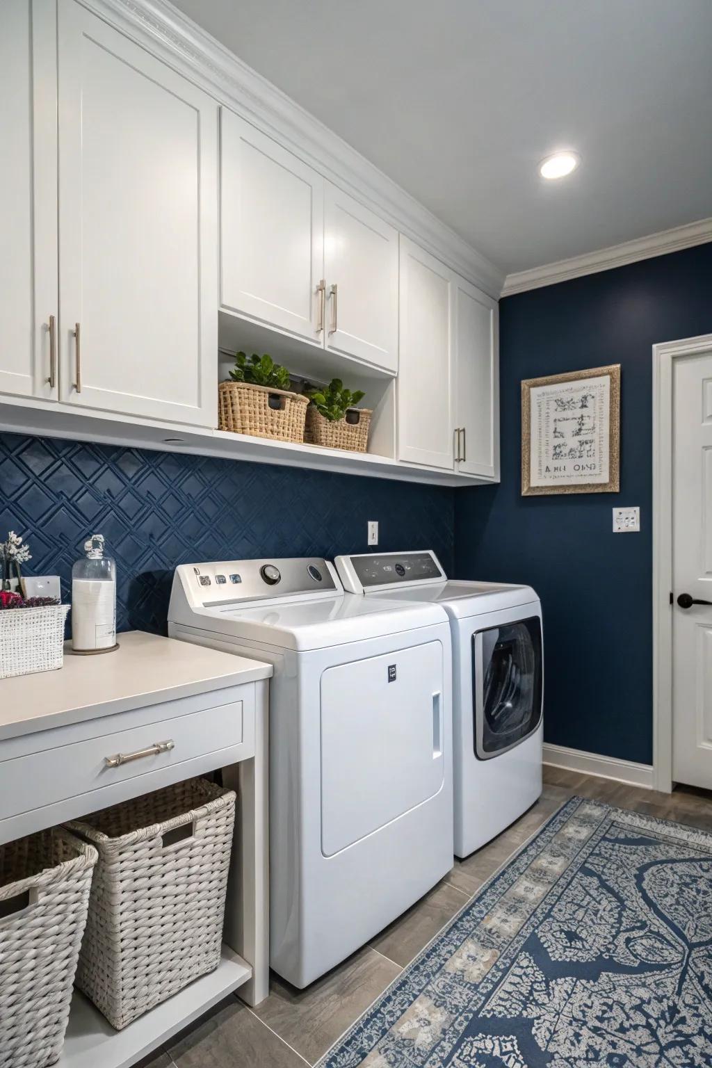Dusk blue brings a hint of classic sophistication to your laundry area.
