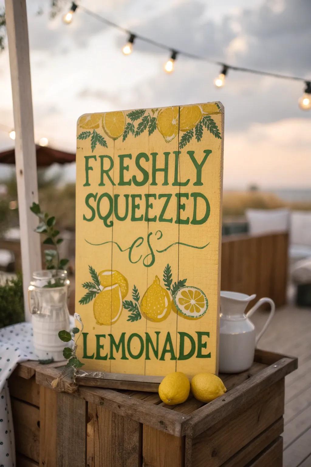 A brightly colored painted wooden sign for a time-honored aesthetic.