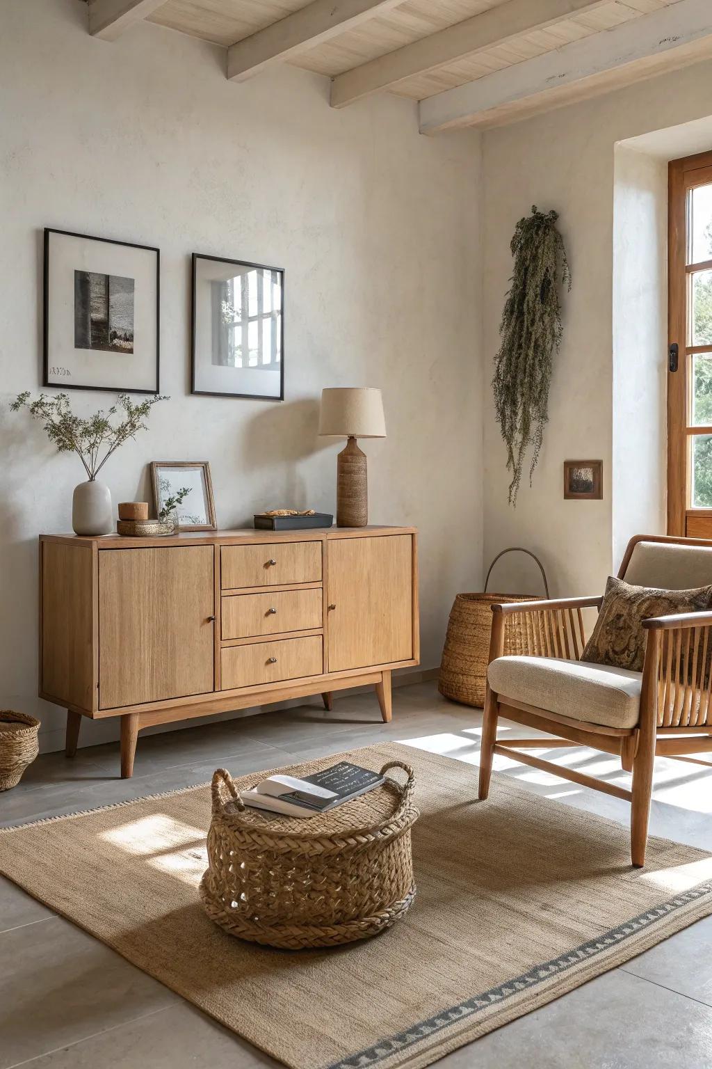 Simple furnishings amplify the refinement of a tan area.