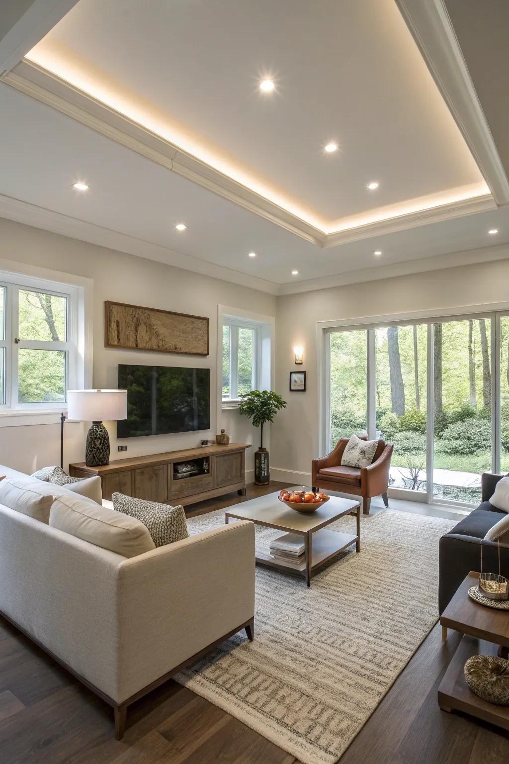 Inset lighting maintains a sleek and subtle appearance.