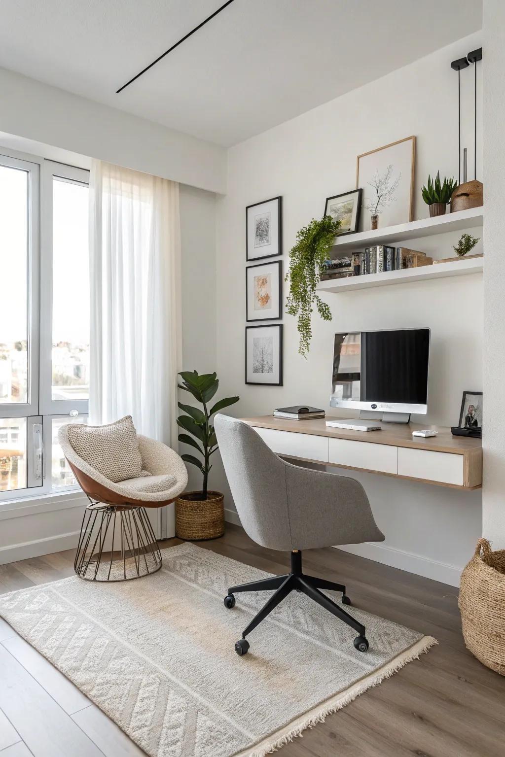 An elevated desk brings sophistication and utility to any living room.