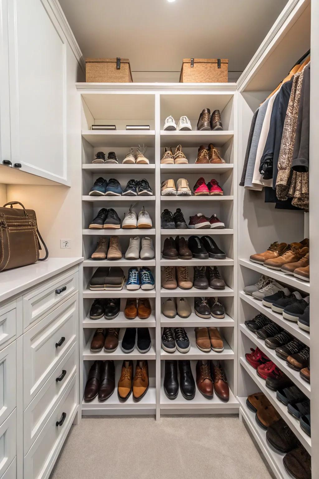 Sort shoes with specific shelving.