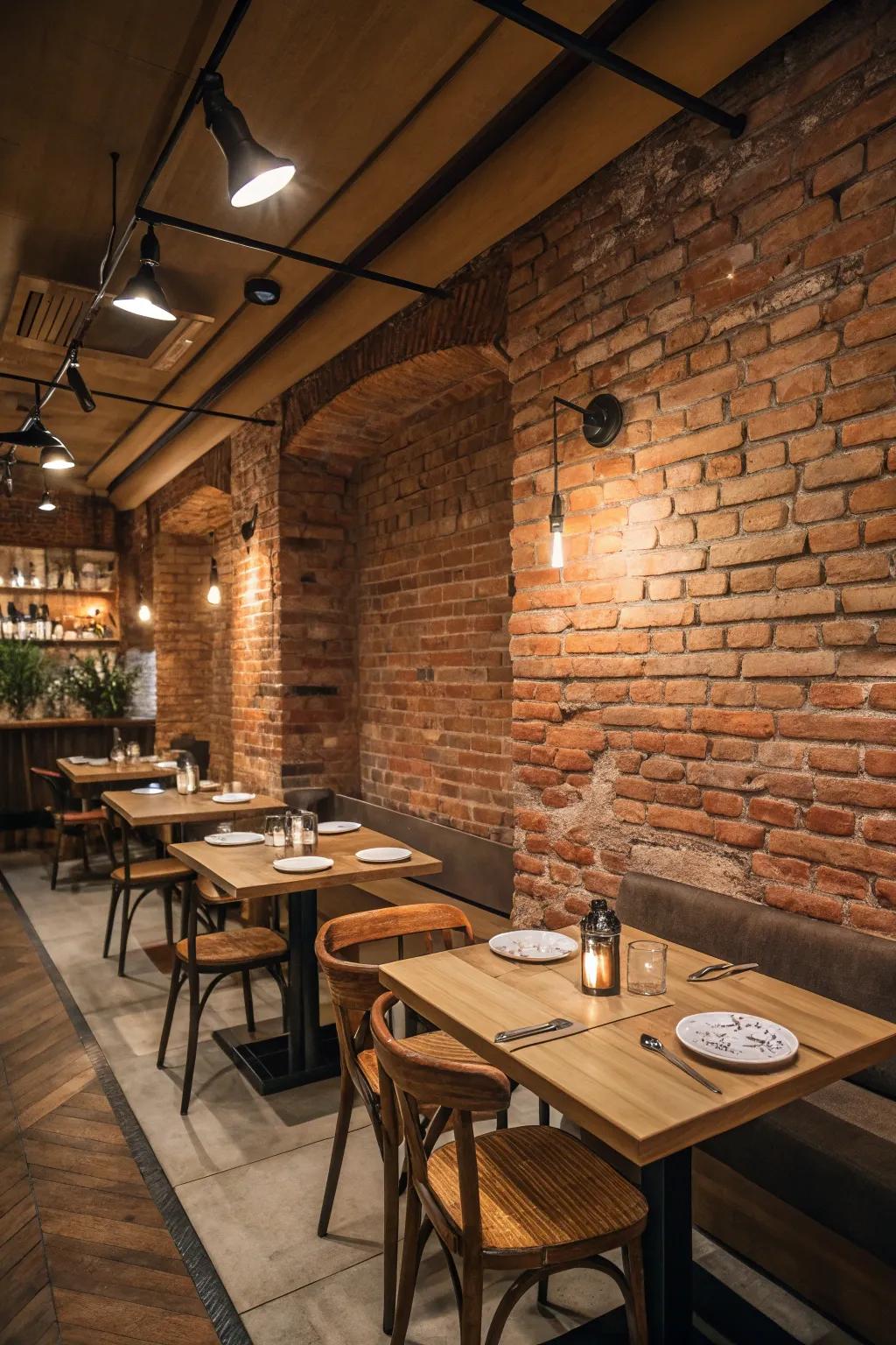 Authentic materials like timber and exposed brick contribute to rustic charm.