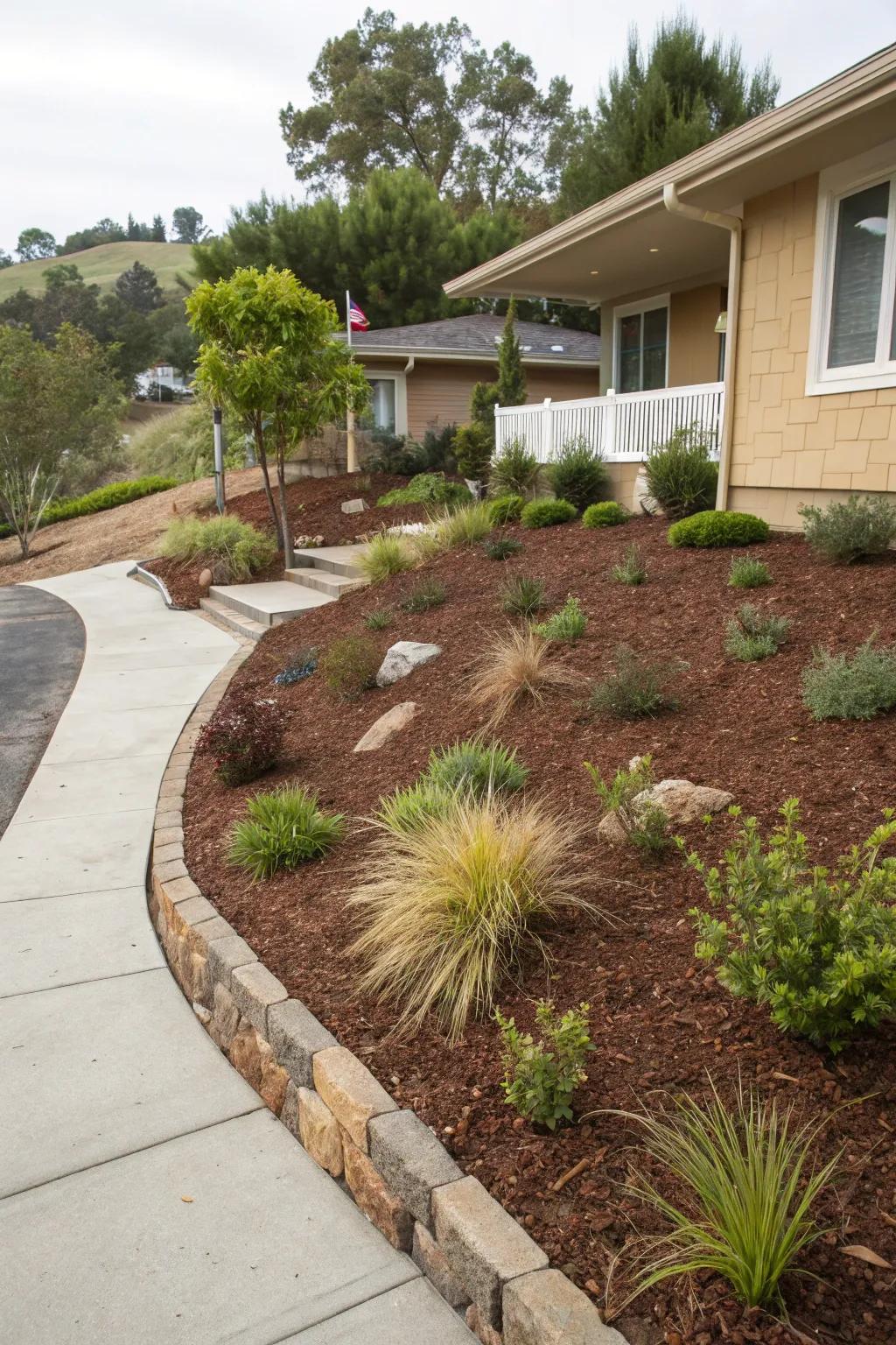 Covered beds provide a neat, simple answer for sloping yards.