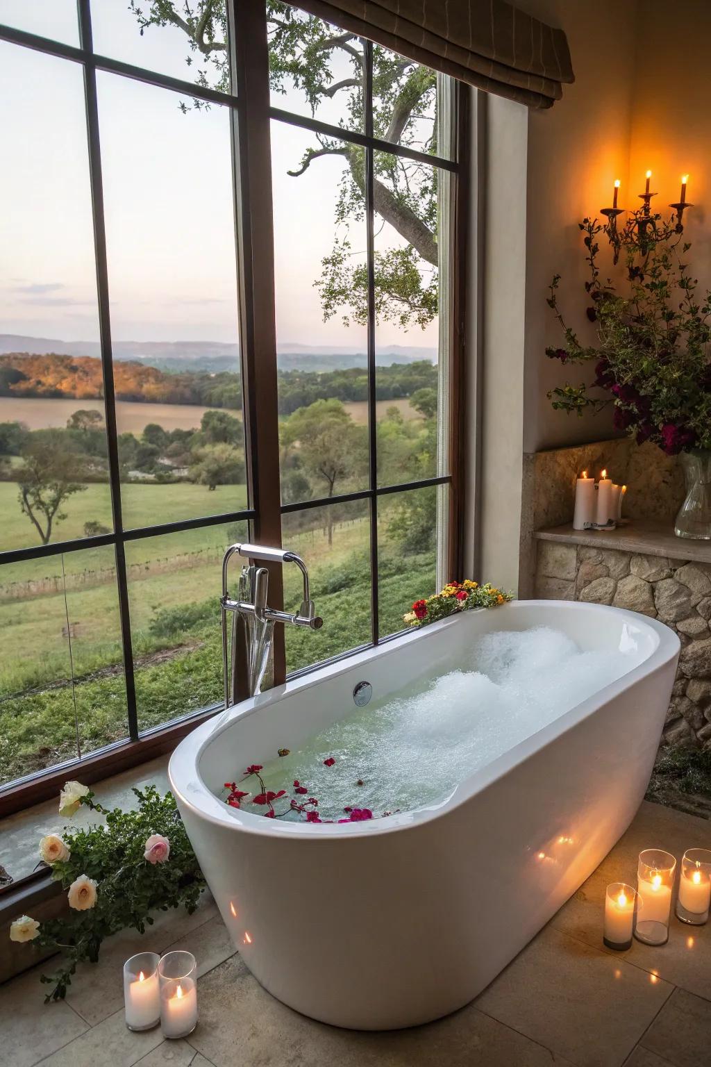 A freestanding tub provides both luxury and serenity.