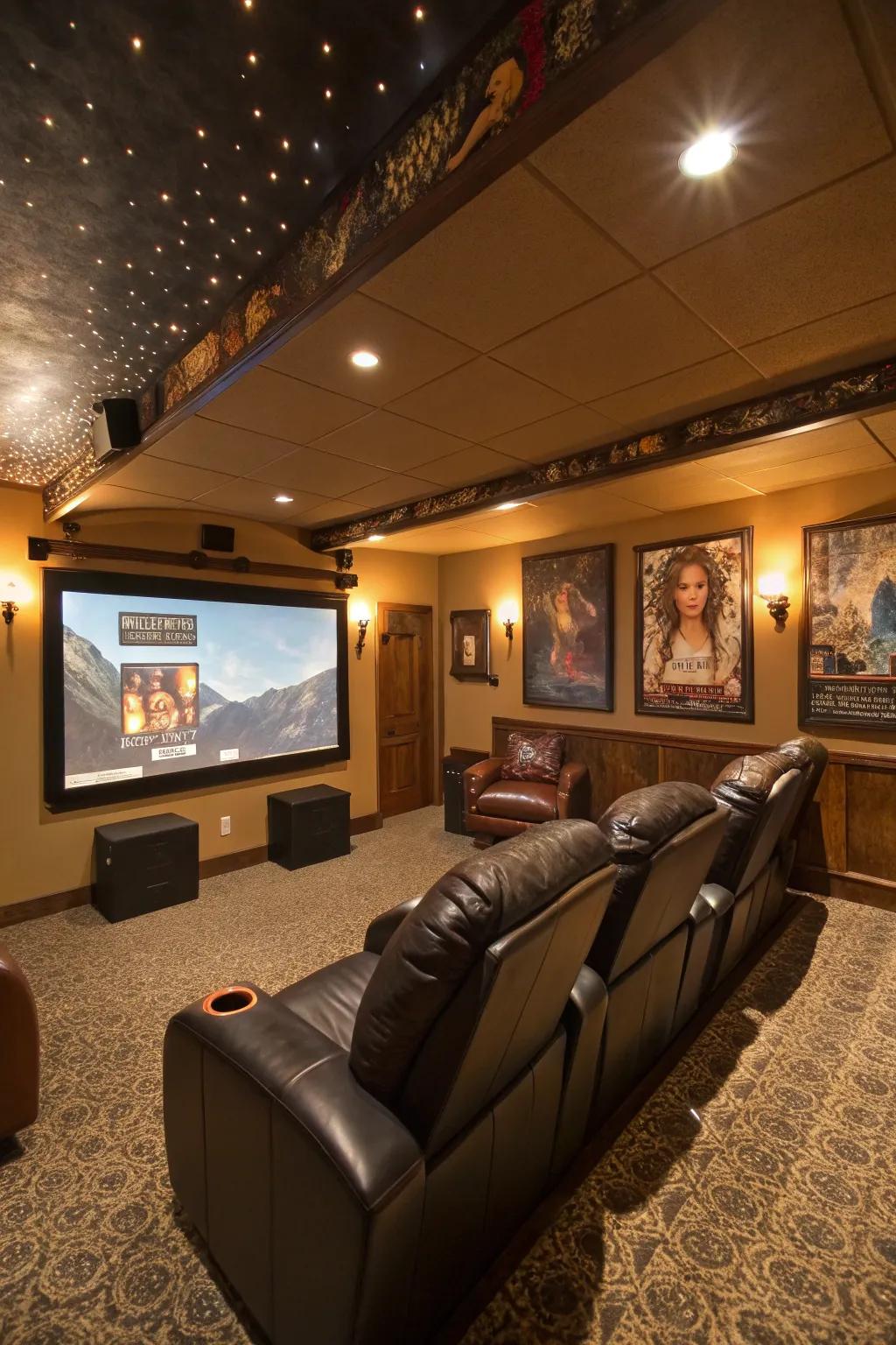 Savor the magic of movies in a personal home theater man cave.