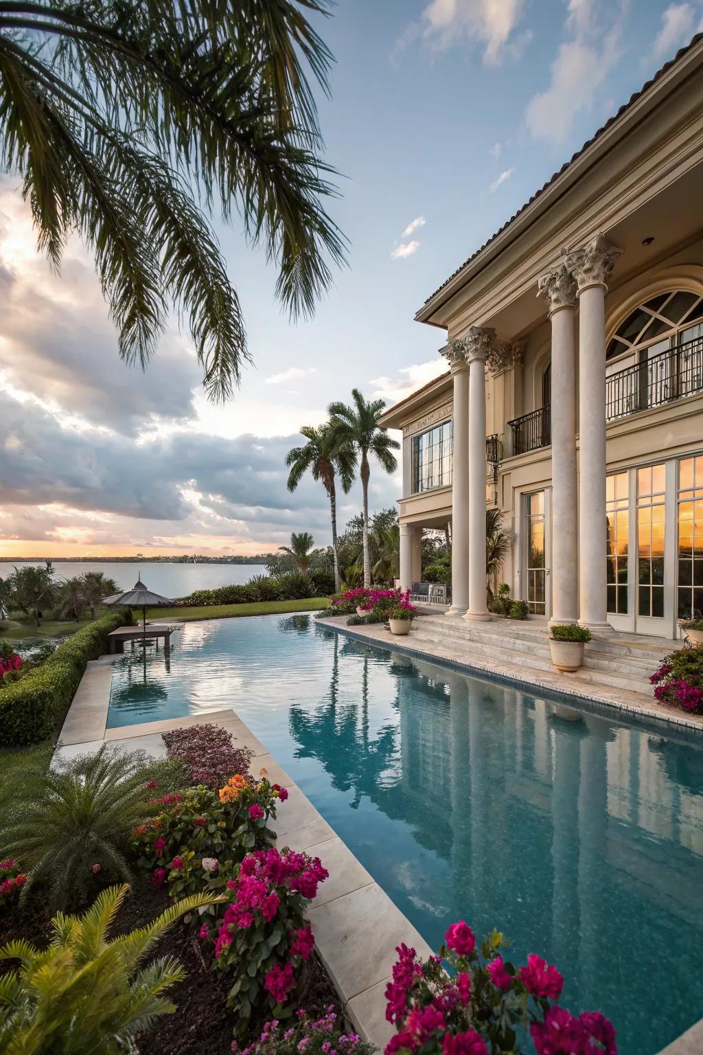 An elegant infinity water sanctuary that merges seamlessly with its environment.
