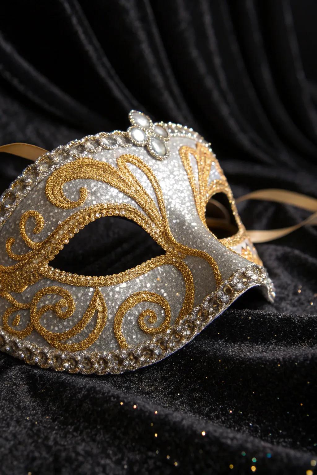 Glitter provides a captivating shine, making your mask a prominent and radiant accessory.