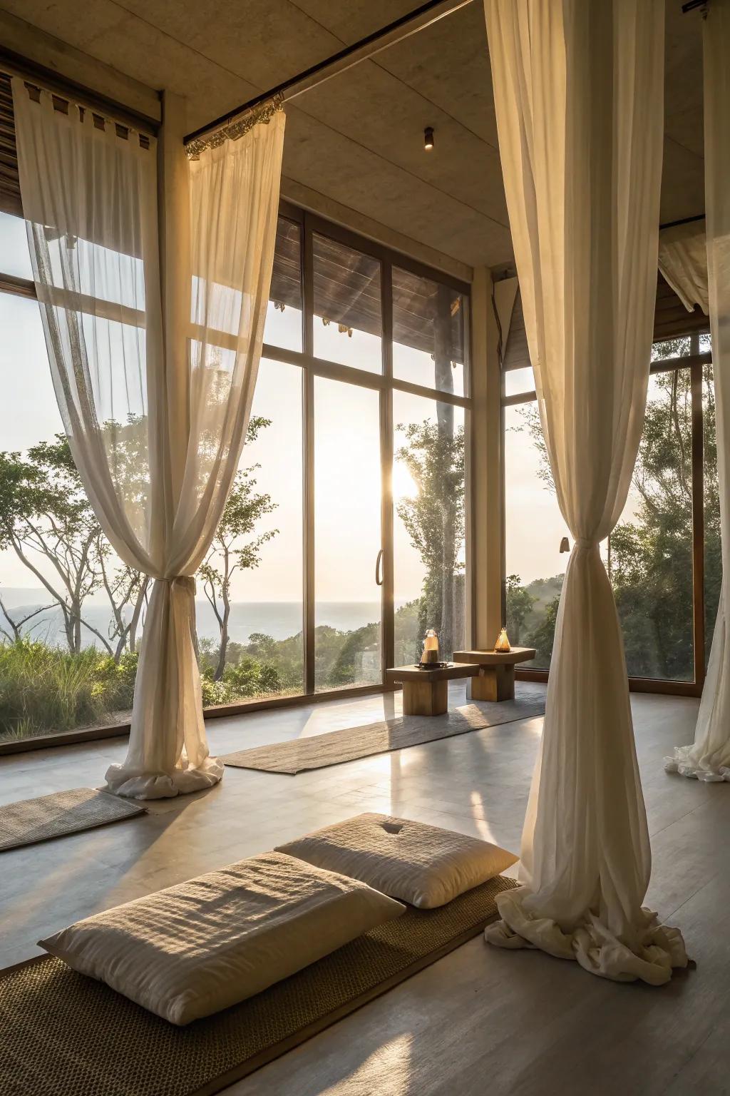 The tranquility of your meditation space is enhanced by natural light.