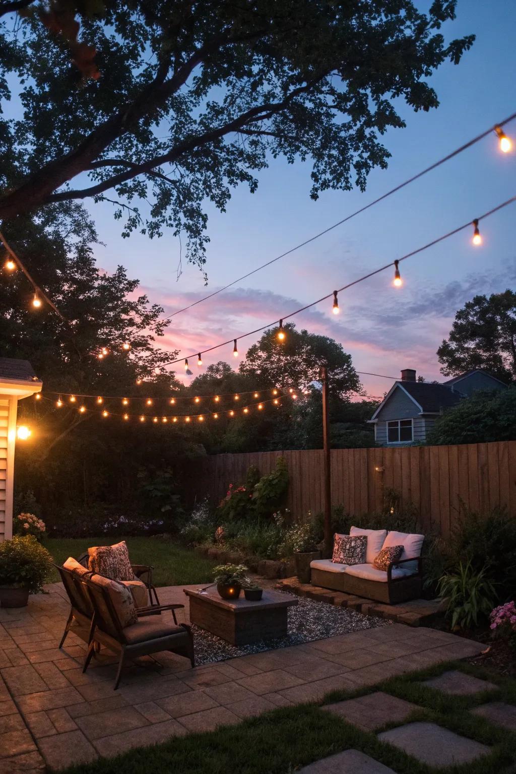 Exterior illumination brings a magical aspect to your backyard nights.
