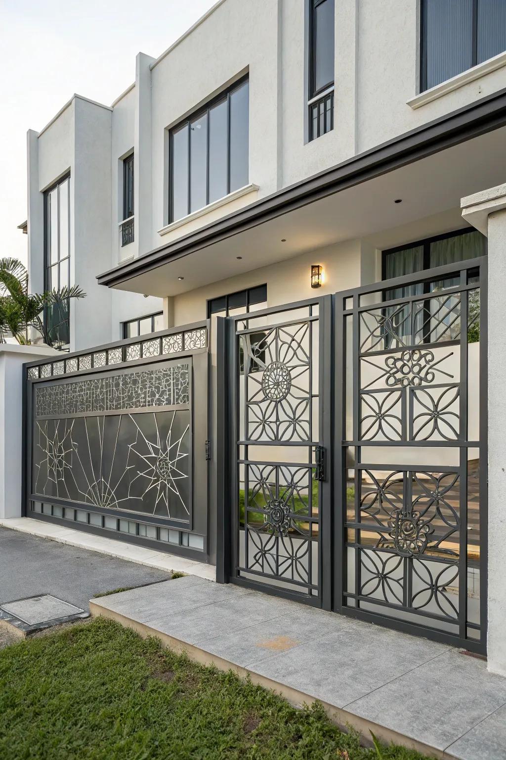 A modern geometric metal gate that impeccably complements a minimalist style.
