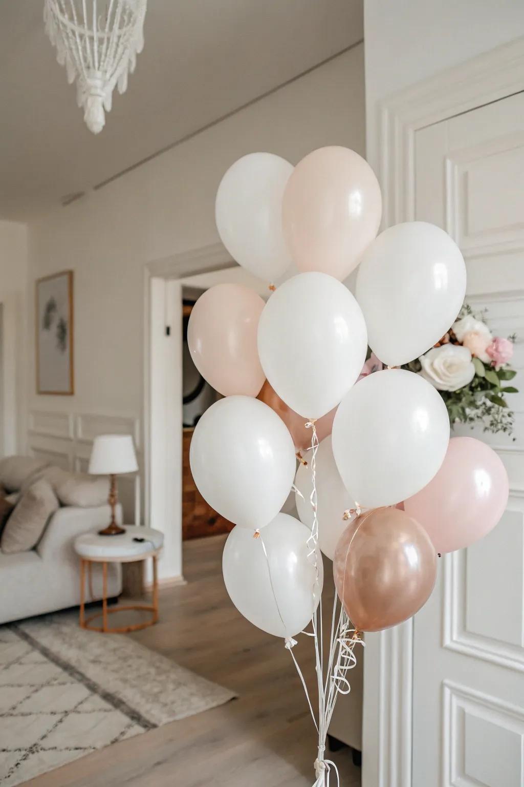 Balloons in a single shade inject sophistication into any minimalist birthday setting.