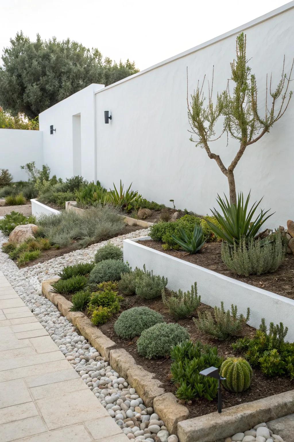 Understated vegetation with succulents delivers both ease and allure.