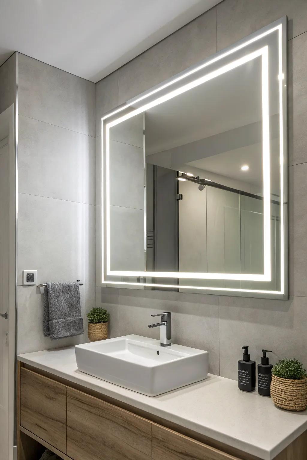 Integrated mirror illumination for a sleek and current bathroom.