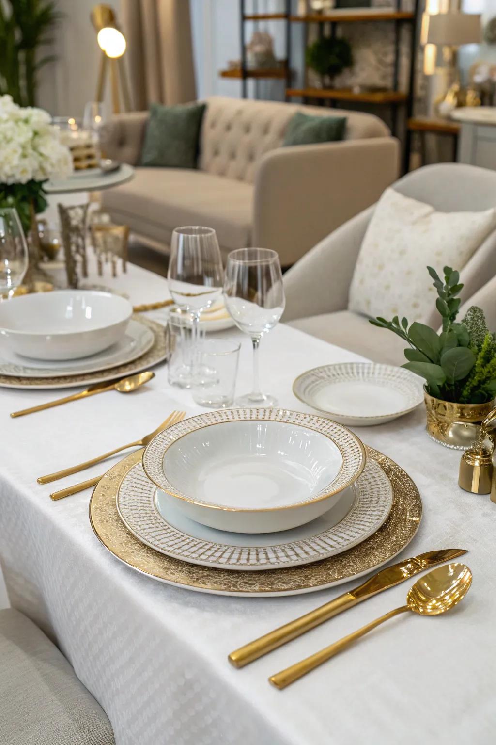 An exquisite table setting that radiates sophistication and sets the stage for a remarkable celebration.
