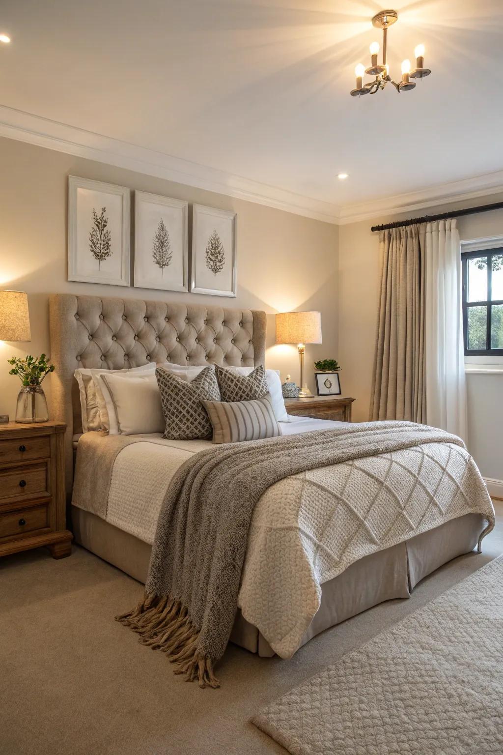 A tranquil bedroom designed for rest and relaxation.