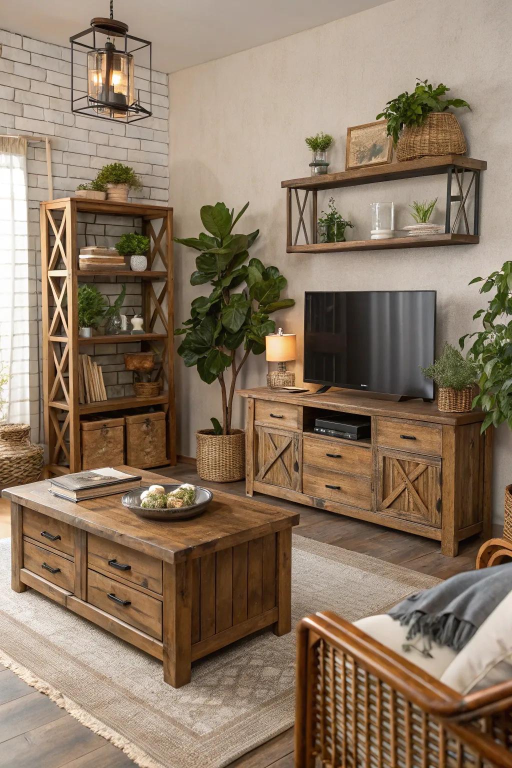 Earthy furnishings offer a welcoming touch of the outdoors to any space.