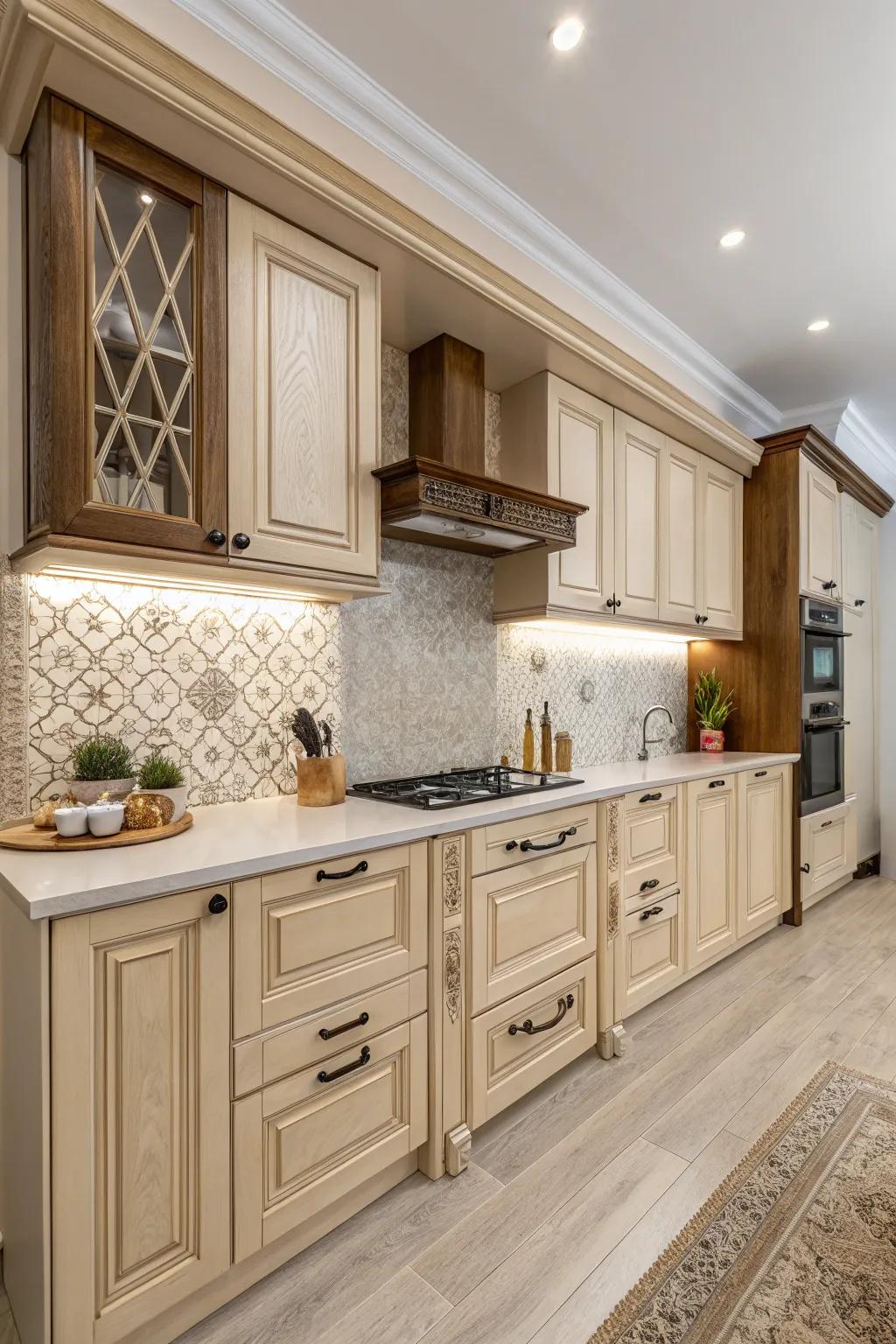 Gentle sandstone hues add comfort and warmth to your kitchen.