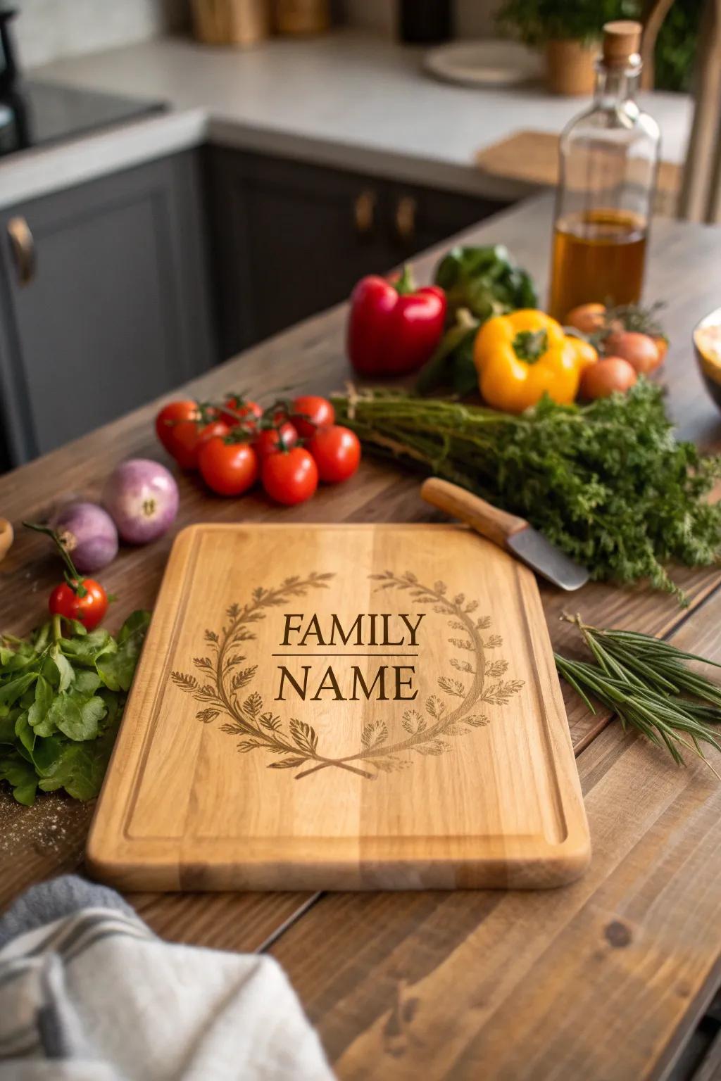 A personalized carving board enhances the charm of any kitchen.