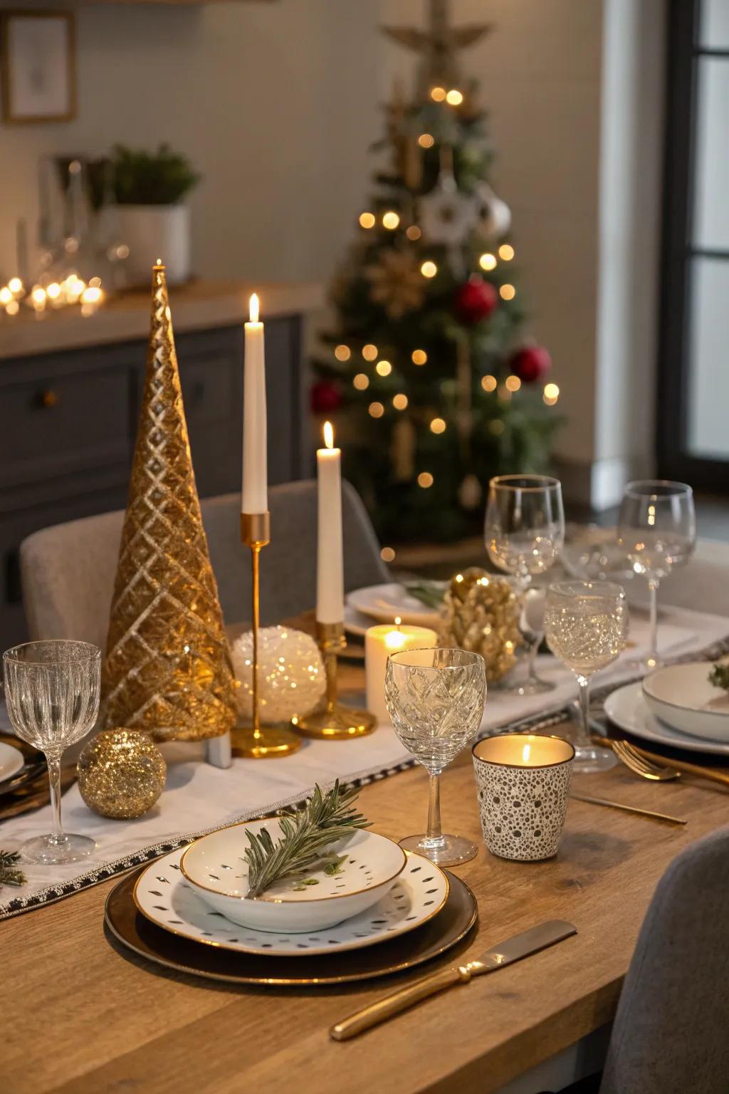 An elegant table arrangement setting the stage for a memorable New Year's Eve.