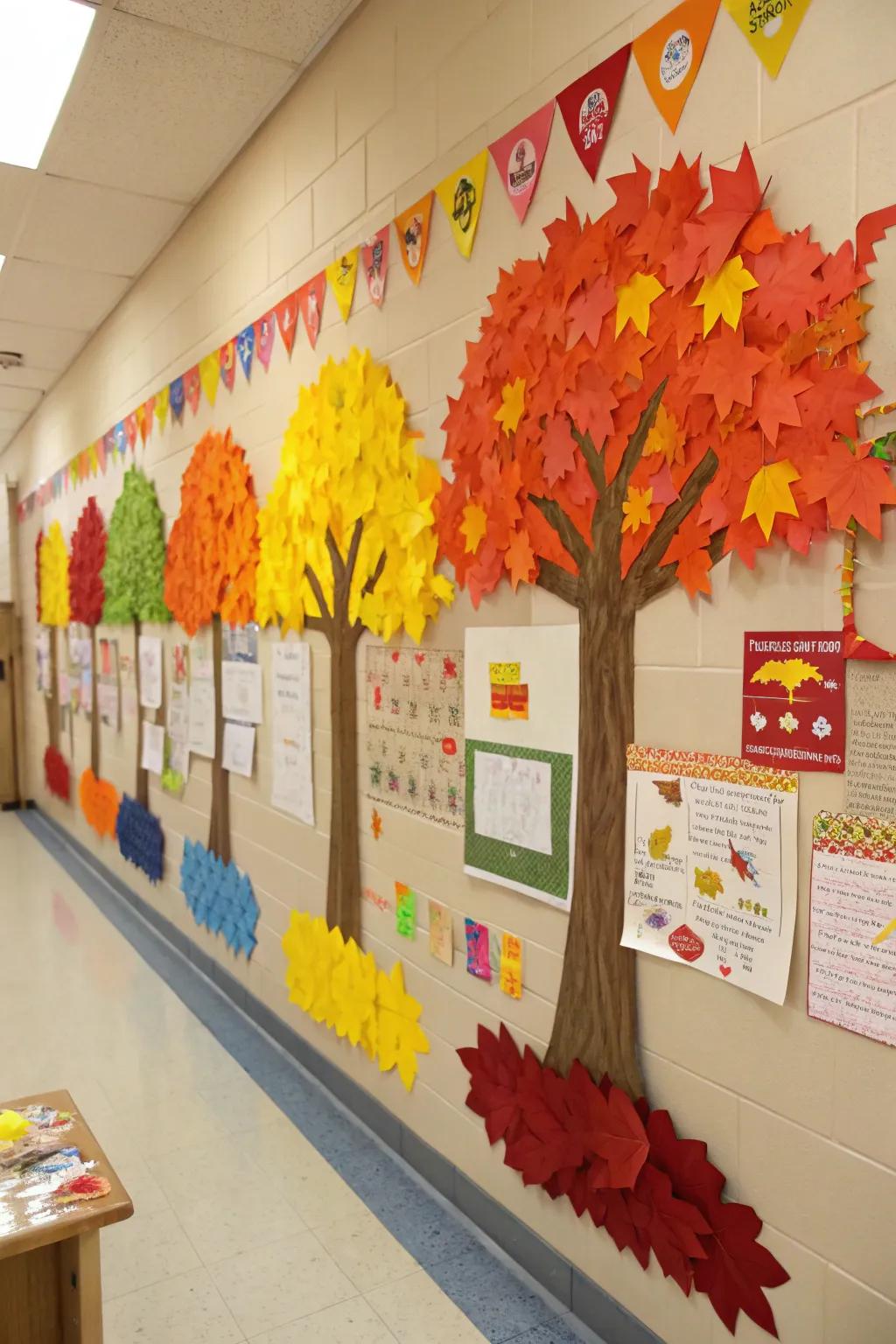 A bulletin board bursting with the captivating colors of autumn.