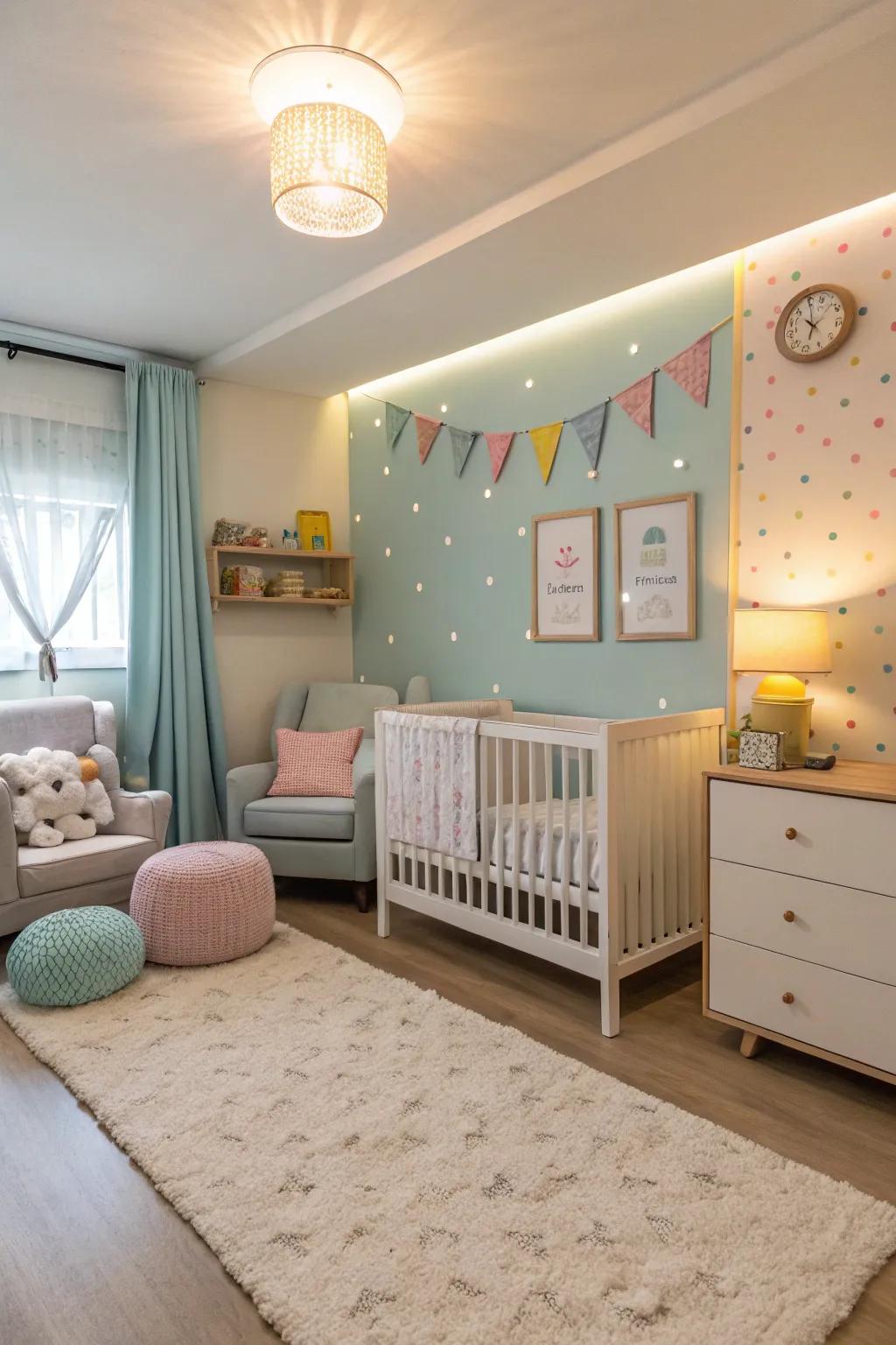Neutral shades fashion a timeless, peaceful nursery environment.