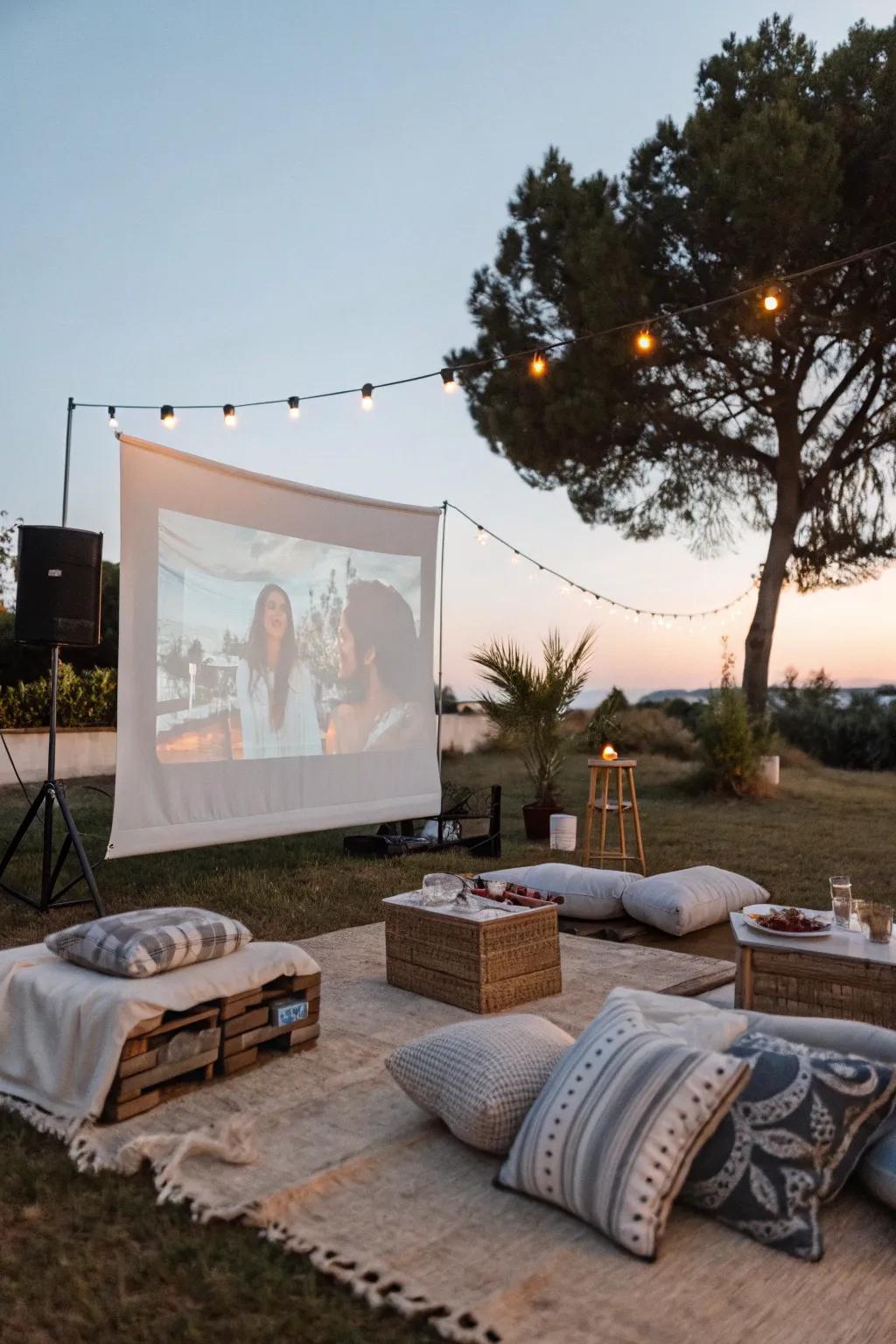 Savor your beloved films beneath the open sky with companions.